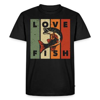 J’adore le poisson - - T-shirt Premium bio Homme - noir - Devant - Nico (187cm)