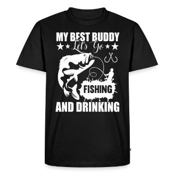 My best buddy lets us go fishing and drin - Men's Premium Organic T-Shirt - black - Front - Nico (187cm)