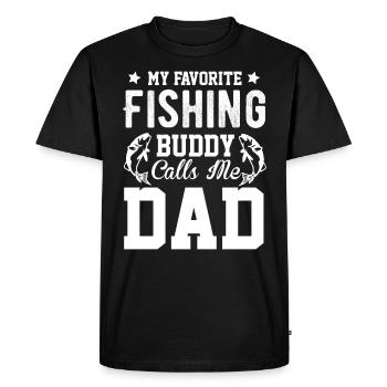 Mon compagnon de pêche préféré m’appelle papa - - T-shirt Premium bio Homme - noir - Devant - Nico (187cm)