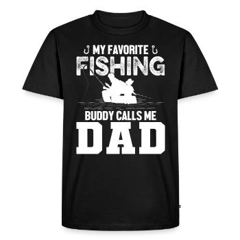 Mon compagnon de pêche préféré m’appelle Papa 1 - - T-shirt Premium bio Homme - noir - Devant - Nico (187cm)