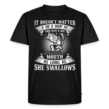 Peu importe si elle est petite, grosse et grande bouche - T-shirt Premium bio Homme - noir - Devant - Nico (187cm)