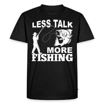 Moins de discussions, plus de pêche - - T-shirt Premium bio Homme - noir - Devant - Nico (187cm)