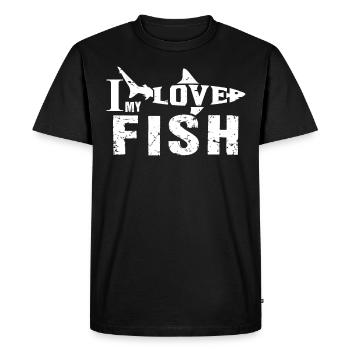 J’adore mon poisson - - T-shirt Premium bio Homme - noir - Devant - Nico (187cm)