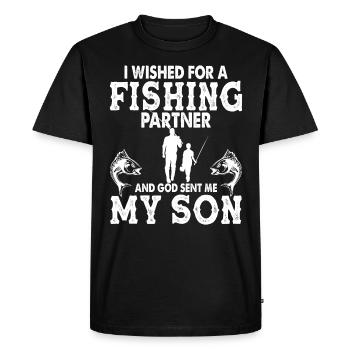 J’ai souhaité un partenaire de pêche et Dieu shic - T-shirt Premium bio Homme - noir - Devant - Nico (187cm)