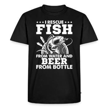 Je sauve les poissons de l’eau et la bière du F - T-shirt Premium bio Homme - noir - Devant - Nico (187cm)