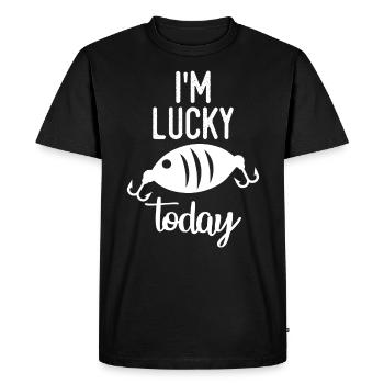 Today I am a lucky guy - - Men's Premium Organic T-Shirt - black - Front - Nico (187cm)