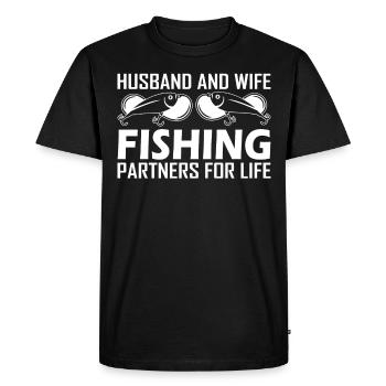 Mari et femme Partenaires de pêche pour la vie 4 - T-shirt Premium bio Homme - noir - Devant - Nico (187cm)
