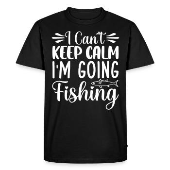Je ne peux pas rester calme, je vais à la pêche... - T-shirt Premium bio Homme - noir - Devant - Nico (187cm)
