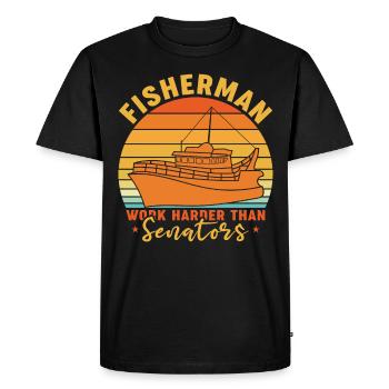 Fishermen work harder than senators - - Men's Premium Organic T-Shirt - black - Front - Nico (187cm)