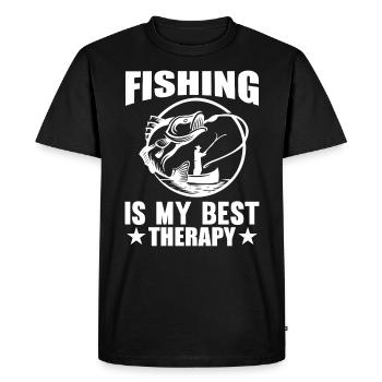 Fishing is my best therapy - - Men's Premium Organic T-Shirt - black - Front - Nico (187cm)