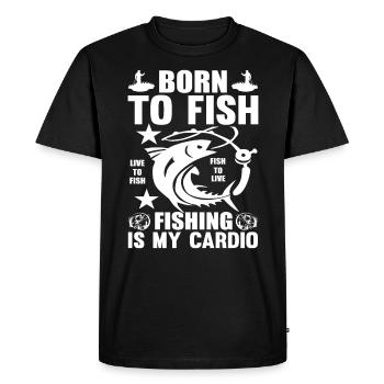 Born to fish Fishing is my heartbeat - - Men's Premium Organic T-Shirt - black - Front - Nico (187cm)