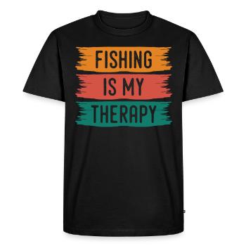 Fishing is my therapy - - Men's Premium Organic T-Shirt - black - Front - Nico (187cm)