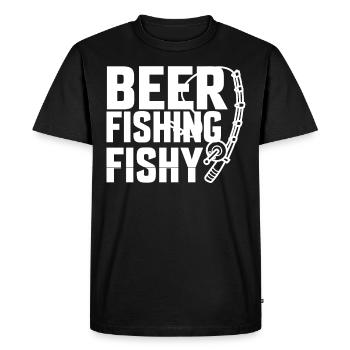 Beer Fishing Fishy - - Men's Premium Organic T-Shirt - black - Front - Nico (187cm)