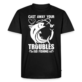 Throw away your worries, go fishing 1 - - Men's Premium Organic T-Shirt - black - Front - Nico (187cm)