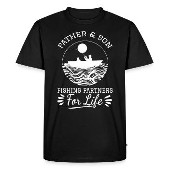 Père et fils comme partenaires de pêche pour la vie - - T-shirt Premium bio Homme - noir - Devant - Nico (187cm)