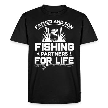 Père et fils Partenaire de pêche pour la vie 2 - - T-shirt Premium bio Homme - noir - Devant - Nico (187cm)