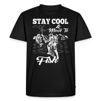 Stay cool & move to fishing - - Men's Premium Organic T-Shirt - black - Front - Nico (187cm)