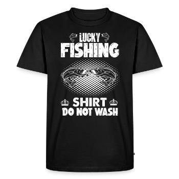 Ne lavez pas Lucky Fishing Shirt 3 - - T-shirt Premium bio Homme - noir - Devant - Nico (187cm)