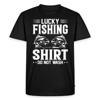 Ne lavez pas Lucky Fishing Shirt 1 - - T-shirt Premium bio Homme - noir - Devant - Nico (187cm)