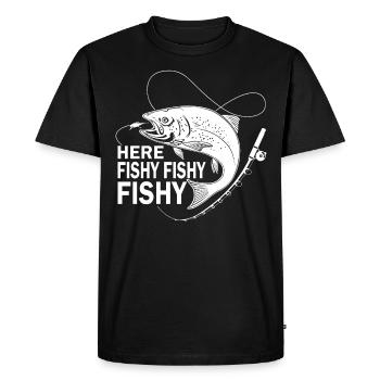 Here Fischi Fischi Fischi - - Men's Premium Organic T-Shirt - black - Front - Nico (187cm)