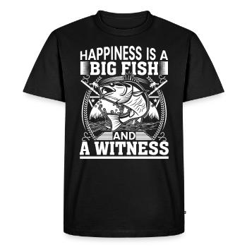 Le bonheur est un gros poisson et un témoin - - T-shirt Premium bio Homme - noir - Devant - Nico (187cm)