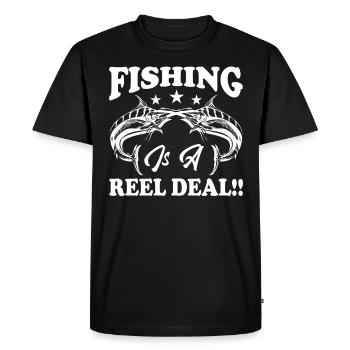 La pêche est une activité avec le moulinet - - T-shirt Premium bio Homme - noir - Devant - Nico (187cm)