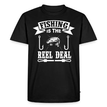 La pêche est l’affaire avec le moulinet -. - T-shirt Premium bio Homme - noir - Devant - Nico (187cm)