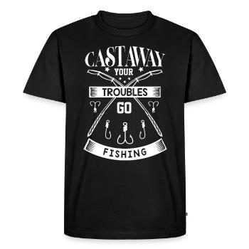 Naufragé Vos soucis vont à la pêche - - T-shirt Premium bio Homme - noir - Devant - Nico (187cm)