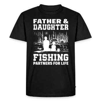 Père et fille comme partenaires de pêche pour la vie - - T-shirt Premium bio Homme - noir - Devant - Nico (187cm)