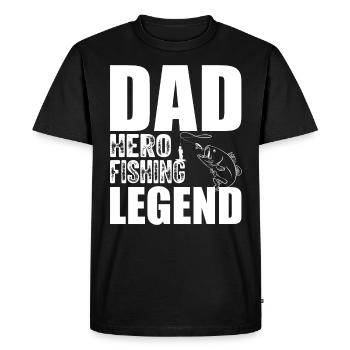 Papa Hero Fishing Legend - - Men's Premium Organic T-Shirt - black - Front - Nico (187cm)