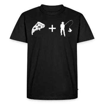 Pizza - Fishing - - Men's Premium Organic T-Shirt - black - Front - Nico (187cm)