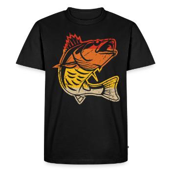 Poisson rétro - T-shirt Premium bio Homme - noir - Devant - Nico (187cm)