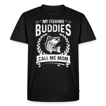 Mes collègues pêcheurs m’appellent maman - T-shirt Premium bio Homme - noir - Devant - Nico (187cm)