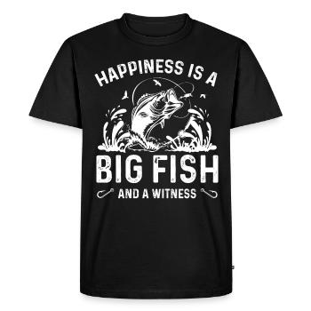 Le bonheur est un gros poisson et un témoin - T-shirt Premium bio Homme - noir - Devant - Nico (187cm)