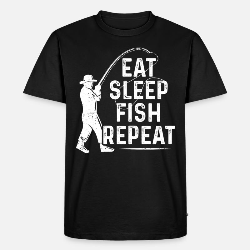 Manger dormir Pêche Répéter - T-shirt Premium bio Homme - noir