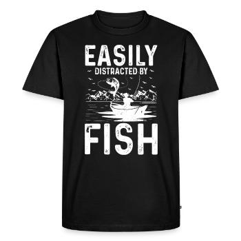 Facilement distrait par le poisson - T-shirt Premium bio Homme - noir - Devant - Nico (187cm)