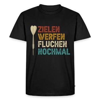 Dart Zielen werfen fluchen nochmal Dartpfeil - Männer Premium Bio T-Shirt - Schwarz - Vorne - Nico (187cm)