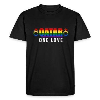 Qatar One aime dire des dictons arc-en-ciel - T-shirt Premium bio Homme - noir - Devant - Nico (187cm)