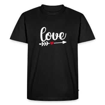 L’amour avec flèche et cœur rouge - T-shirt Premium bio Homme - noir - Devant - Nico (187cm)