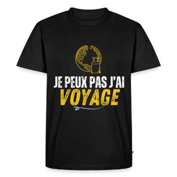 I can't I traveled - Men's Premium Organic T-Shirt - black - Front - Nico (187cm)