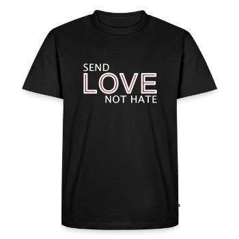 Envoyez une déclaration d’amour pas de haine - T-shirt Premium bio Homme - noir - Devant - Nico (187cm)