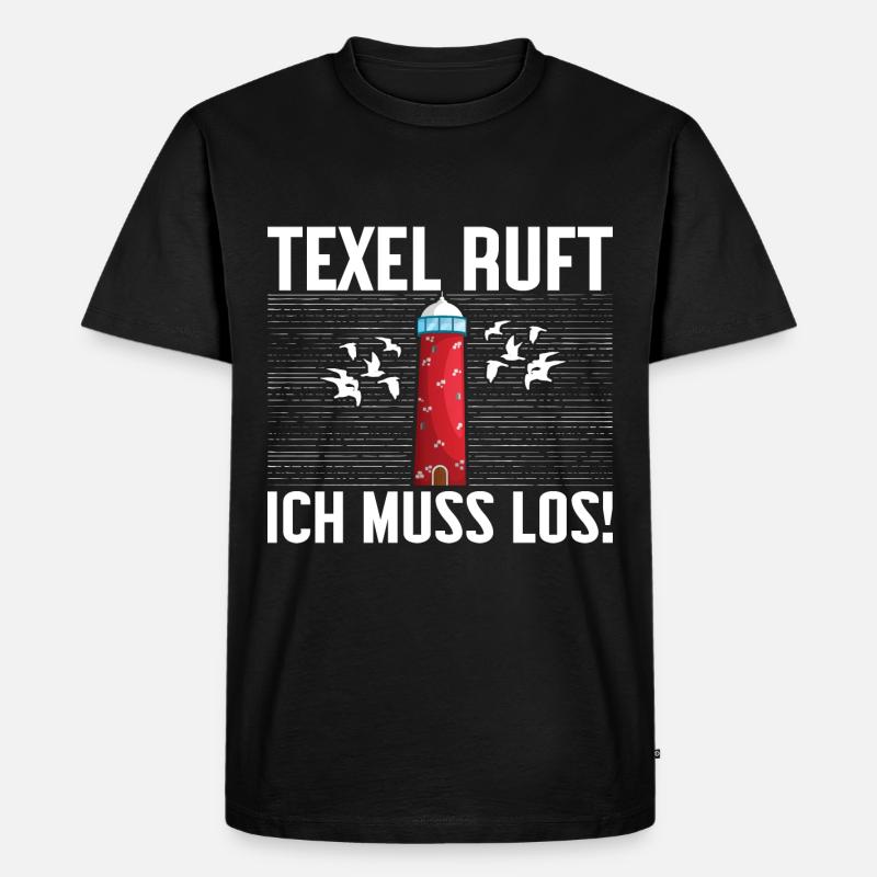 Texel Holland Leuchtturm - Männer Premium Bio T-Shirt - Schwarz