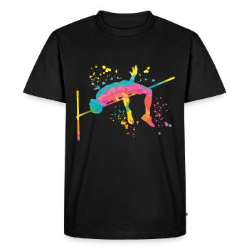 Saut en hauteur Aquarelle Saut en hauteur - T-shirt Premium bio Homme - noir - Devant - Nico (187cm)