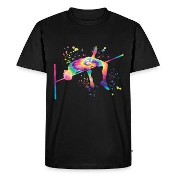 Saut en hauteur Aquarelle Saut en hauteur - T-shirt Premium bio Homme - noir - Devant - Nico (187cm)