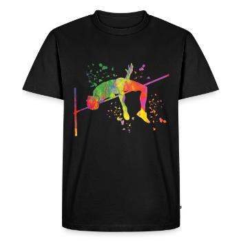 Saut en hauteur Aquarelle Saut en hauteur - T-shirt Premium bio Homme - noir - Devant - Nico (187cm)