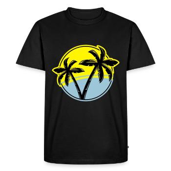 palm silhouette circle beach - Men's Premium Organic T-Shirt - black - Front - Nico (187cm)