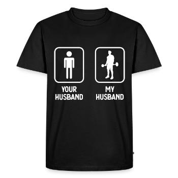 Your Husband My Husband - Fitness - - Men's Premium Organic T-Shirt - black - Front - Nico (187cm)