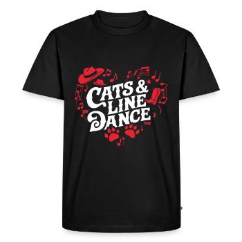 Cats and line dancing. Perfect for the cat mom - Men's Premium Organic T-Shirt - black - Front - Nico (187cm)