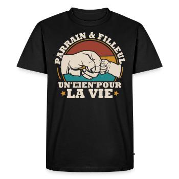 Parrain et filleul un lien pour la vie - T-shirt Premium bio Homme - noir - Devant - Nico (187cm)