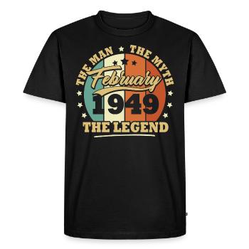 Février 1949, 74 Ans Anniversaire Homme femme - T-shirt Premium bio Homme - noir - Devant - Nico (187cm)